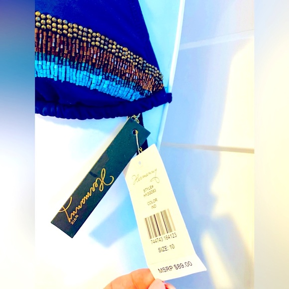 VIX PAULA HERMANNY GORGEOUS BEADED BIKINI NWT BOHO SUPER SEXY NAVY BLUE & GOLD - Picture 3 of 8